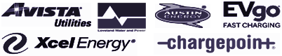 Utility and EV charging organization logos shown in the go-to-market deck